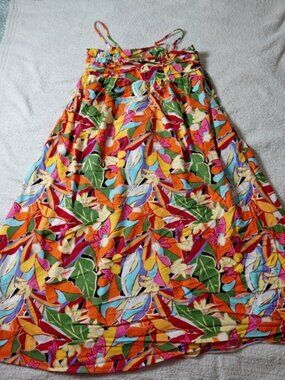 Tropical free assembly maximallist spaghetti strap Print Maxi Dress Sz 12-14